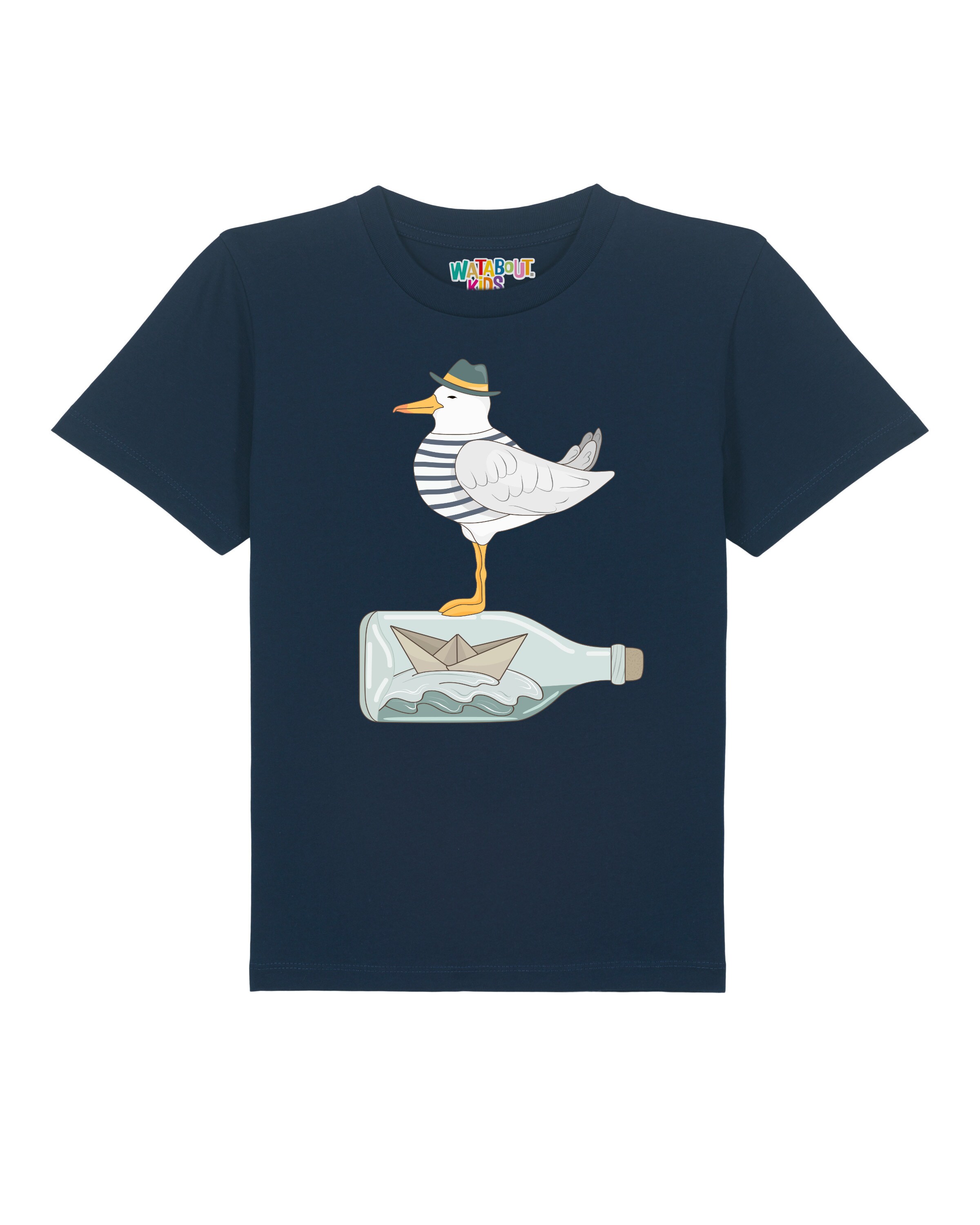 watabout.kids Shirt 'Möwe mit Hut' in de kleur Navy / Gemengde kleuren, Productweergave