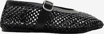 Desa Strap ballerina 'DESA Damen Mary Jane Ballerinas mit Steindetails' in Black: front