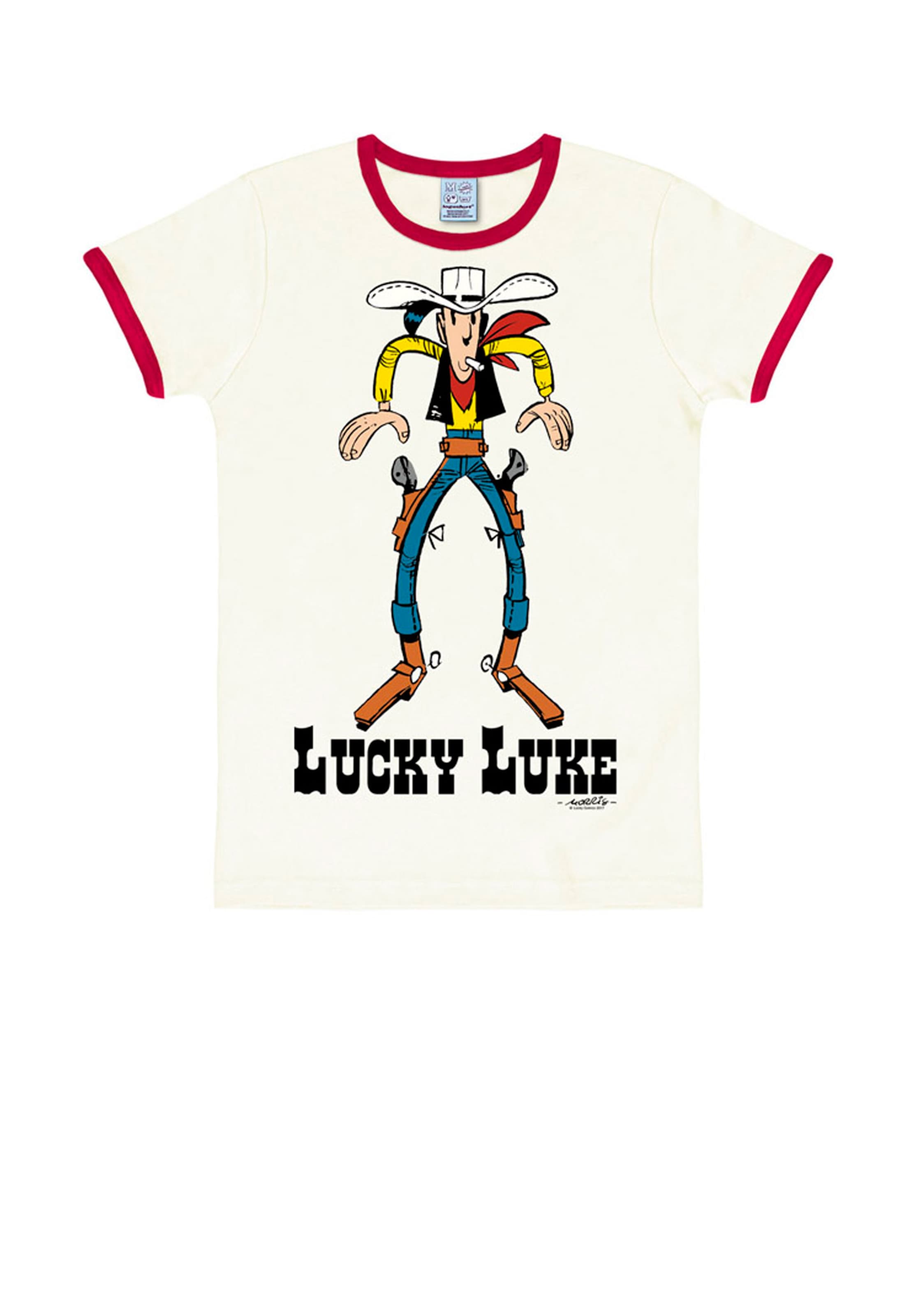 LOGOSHIRT Shirt 'Lucky Luke' in Wit: voorkant