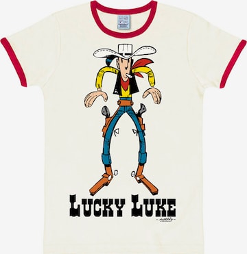LOGOSHIRT Shirt 'Lucky Luke' in Wit: voorkant