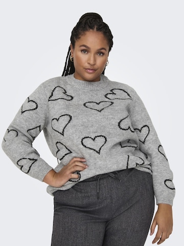 Pullover 'HAPPIE ' di ONLY Carmakoma in grigio