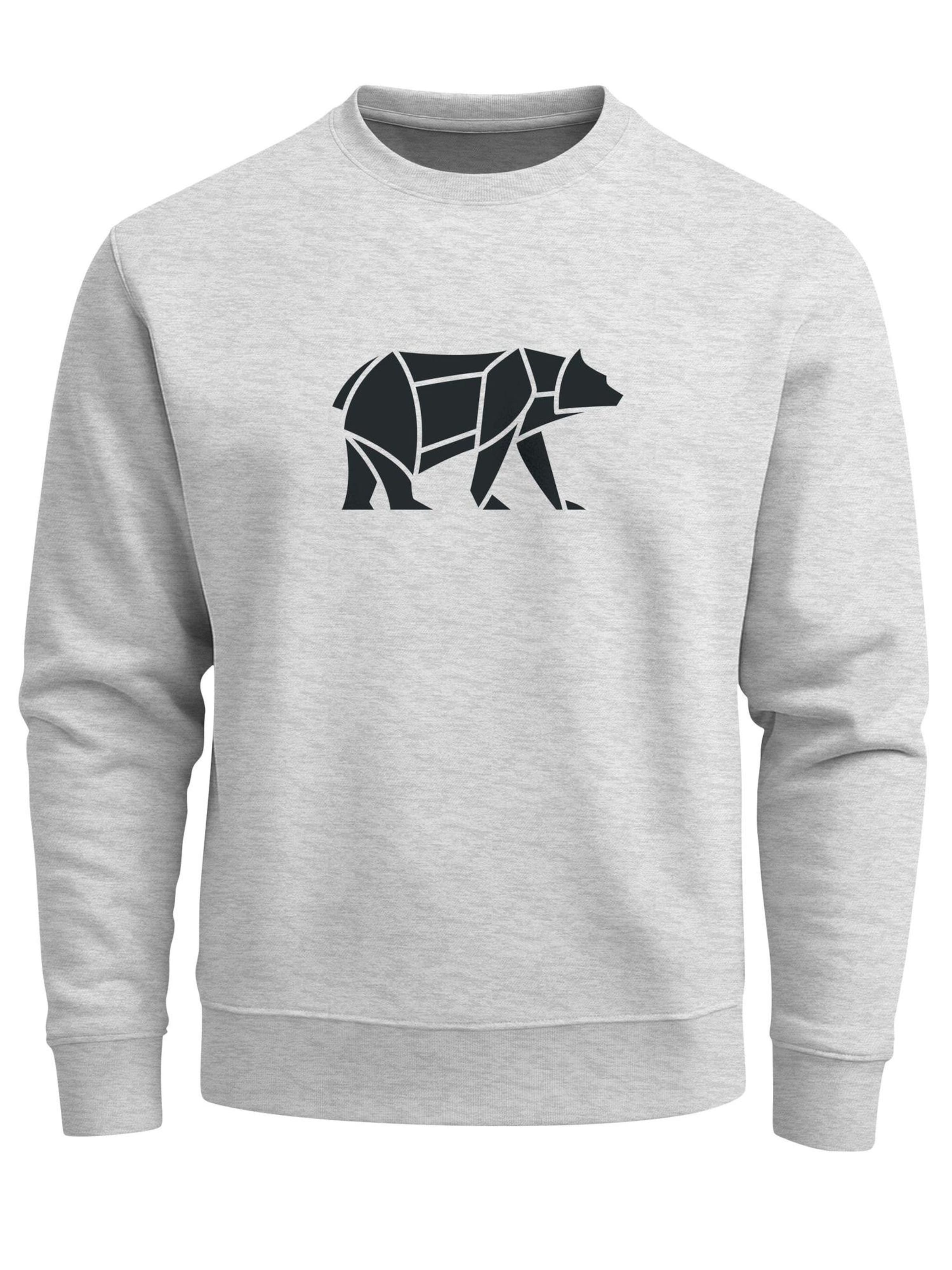Neverless Sweatshirt 'Bär Lineart Polygon' in Grey: front