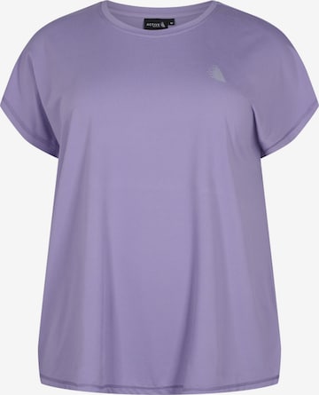 Active by Zizzi Shirt 'Abasic' in Lila: voorkant