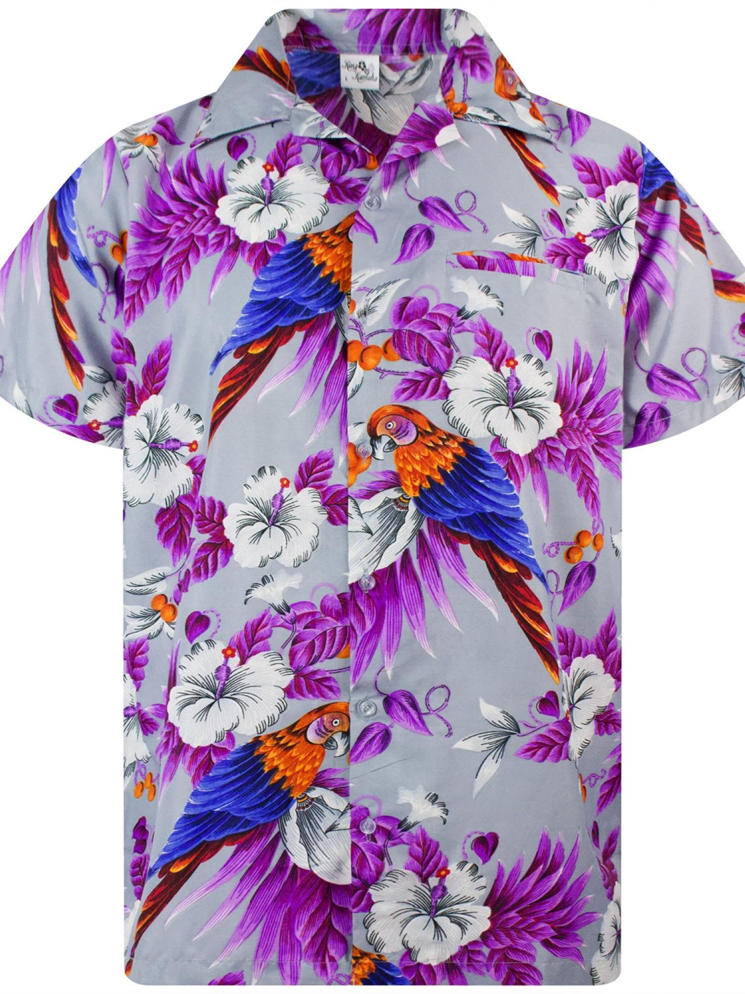 King Kameha Shirt 'Cherryparrot' in Grey: front