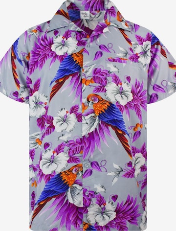 King Kameha Shirt 'Cherryparrot' in Grau: Vorderseite