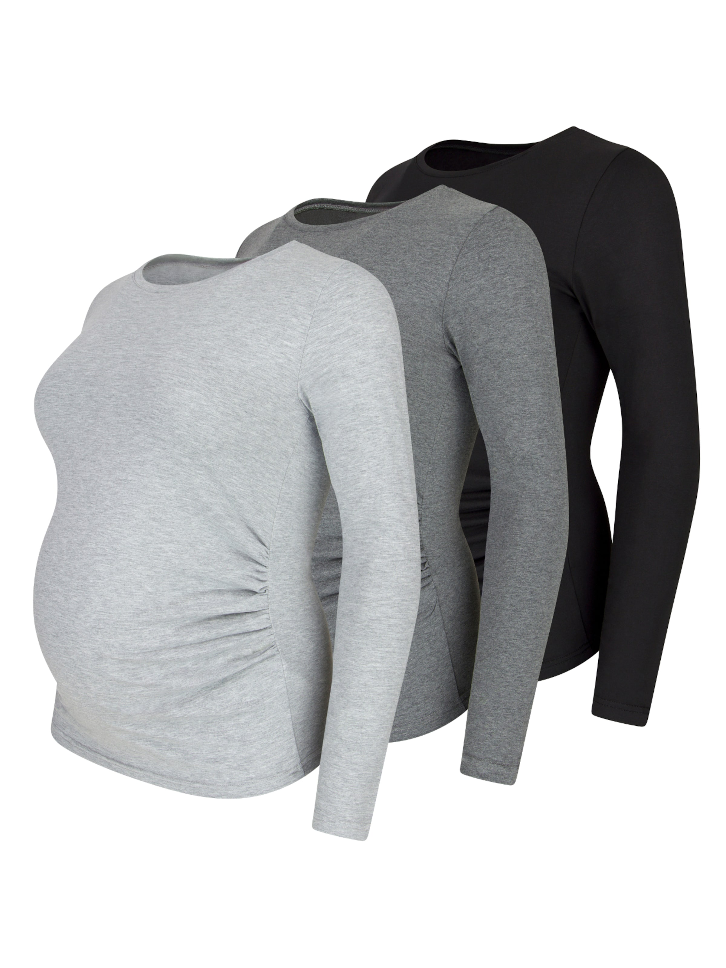 M.M.C. Shirt 'Langarm Basic Umstandsmode'‌‌‌‌‌‌ in Grau: Vorderseite