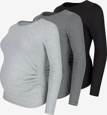 M.M.C. Shirt 'Langarm Basic Umstandsmode' in Grau: Vorderseite