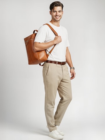 NEGOTIA Leather Rucksack 'Alpha Travel' in Braun