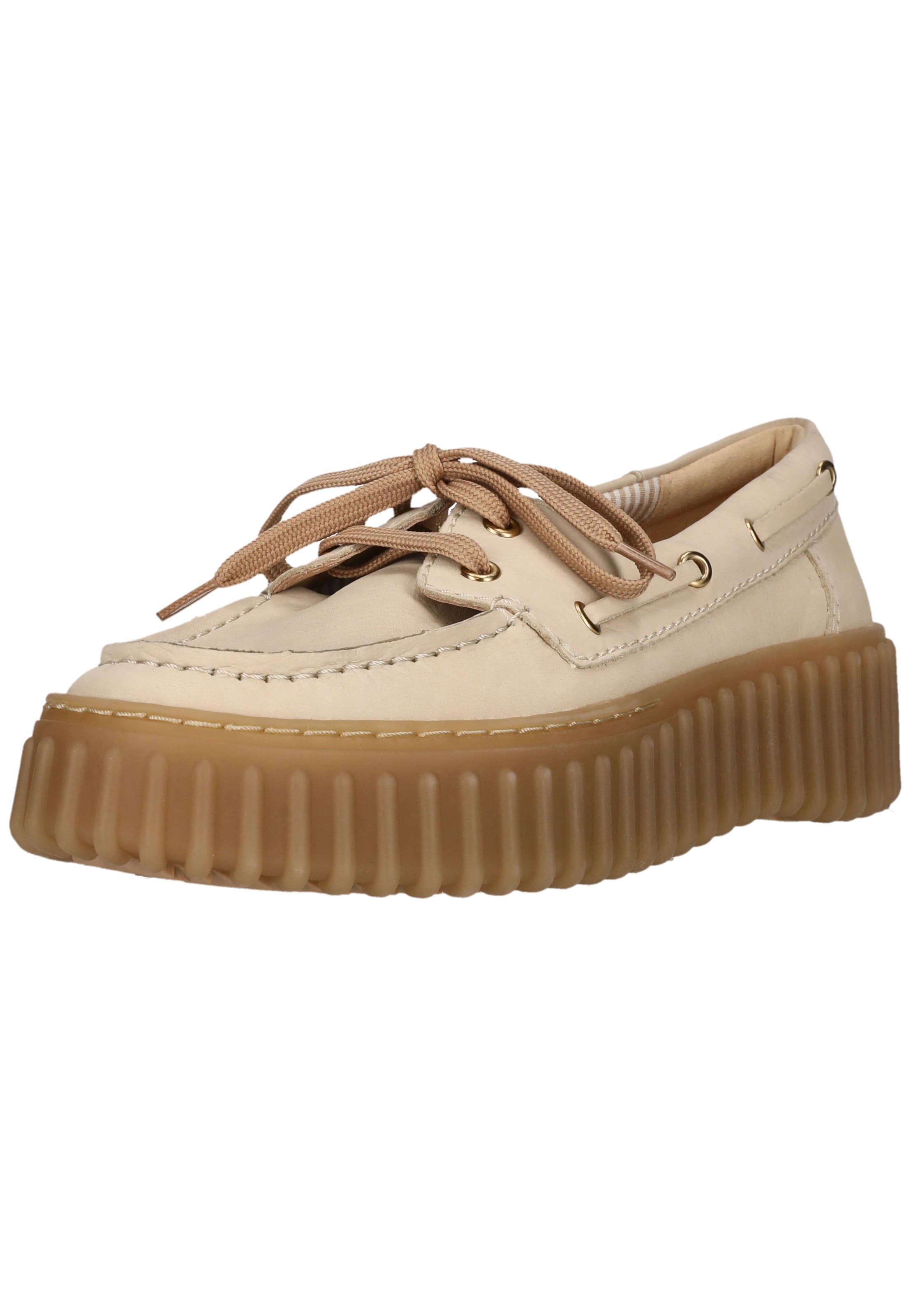 CLARKS Lace-up shoe 'Torhill Boat' in Beige: front