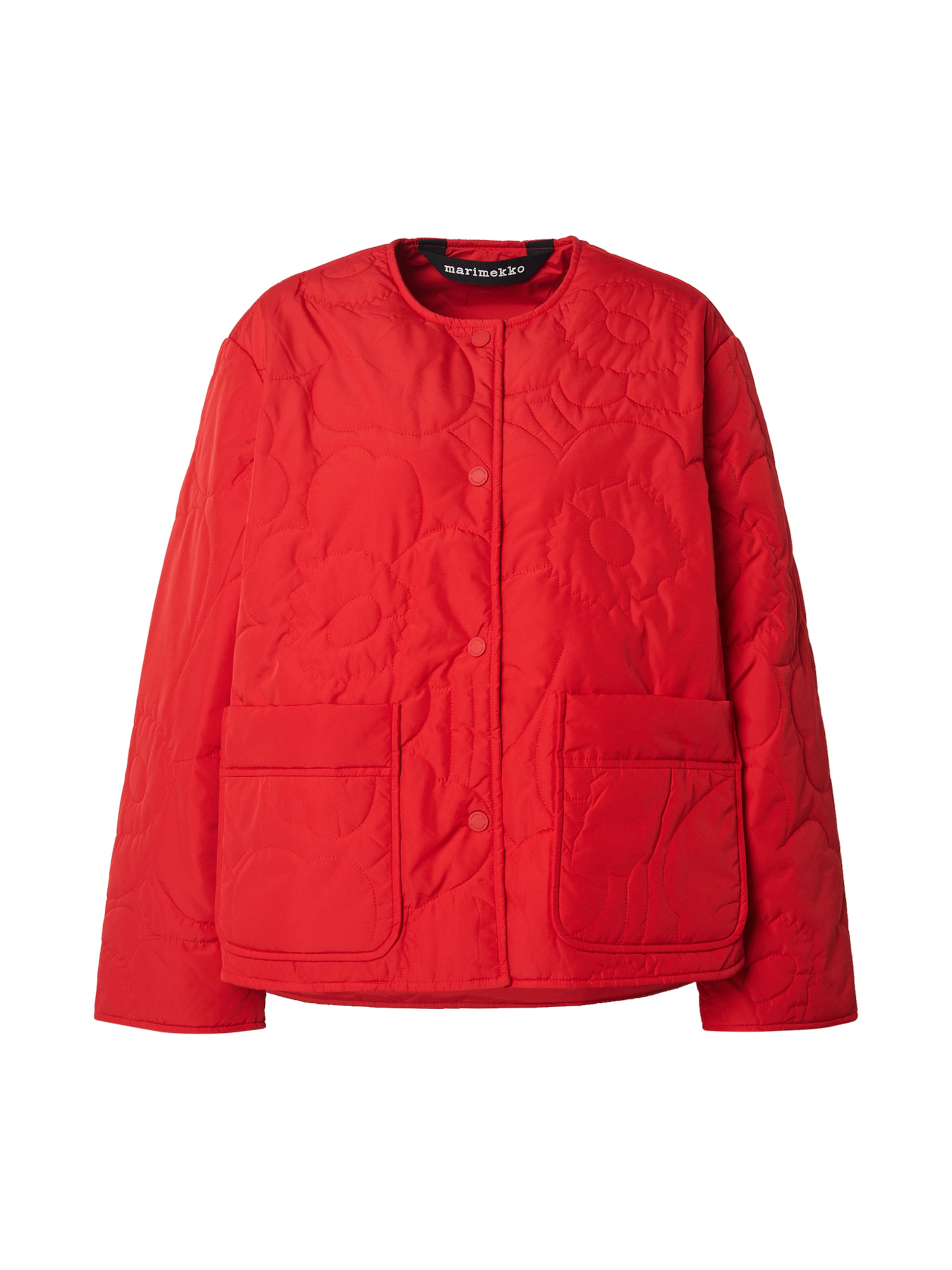 Marimekko Kevad-sügisjope 'KAPSELI PIIRTO', värv punane: eest vaates