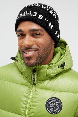 CAMP DAVID Beanie in Black: front