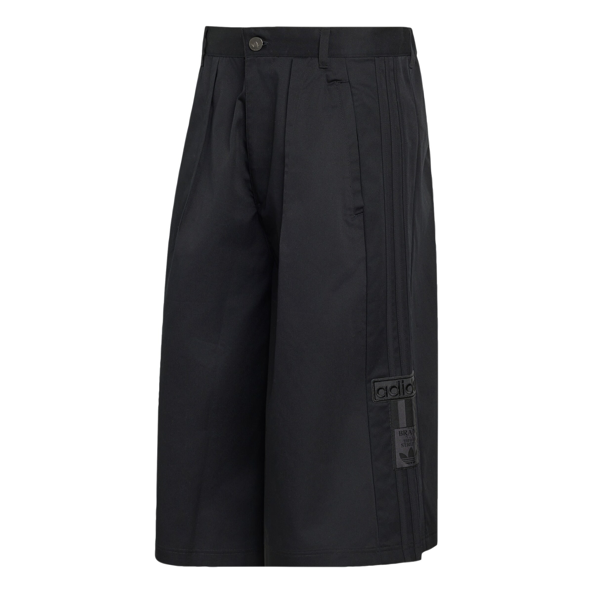 ADIDAS ORIGINALS Loose fit Pleat-front trousers 'Adibreak' in Black: front