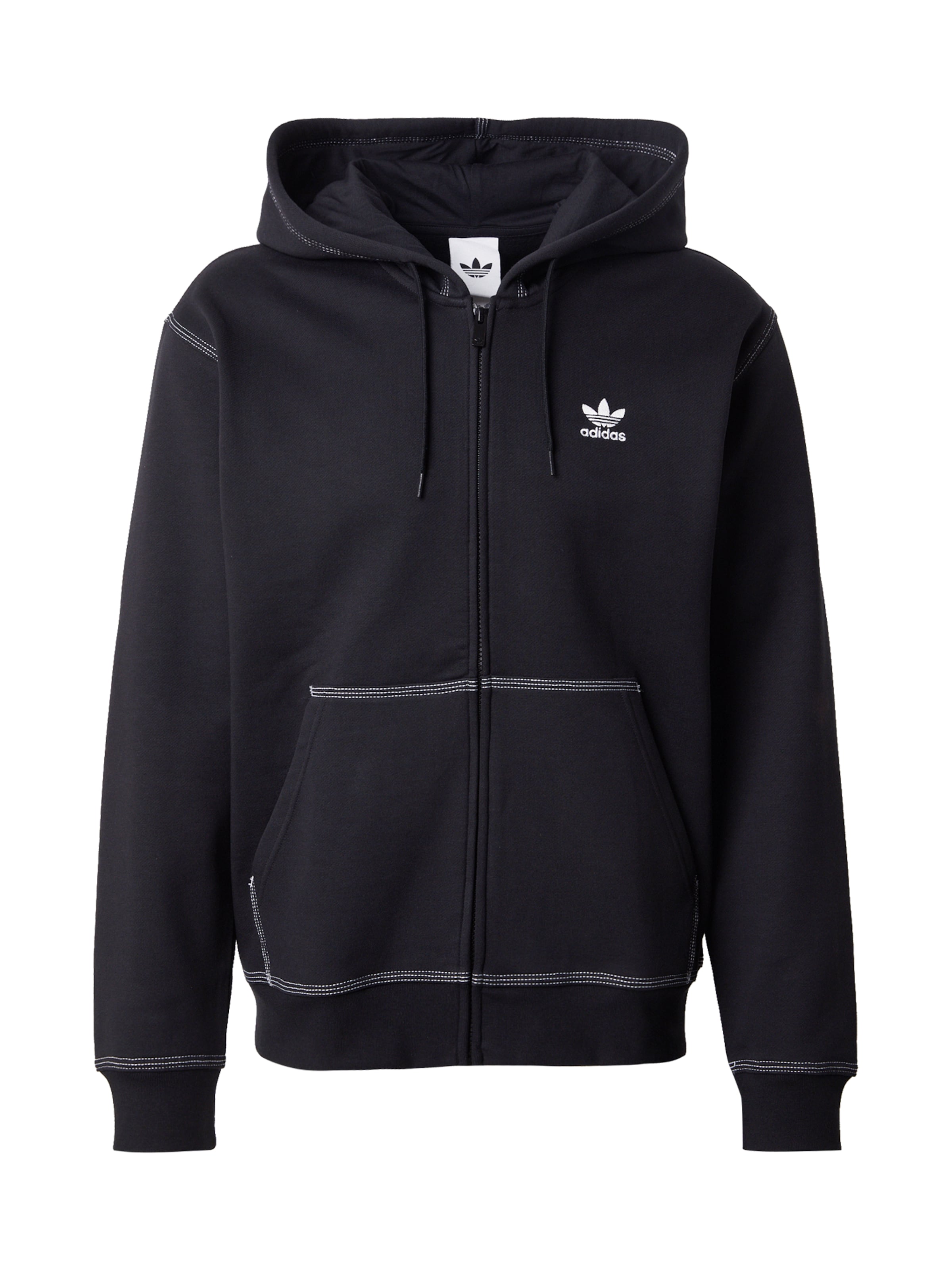 Giacca di felpa 'ESSENTIALS' ADIDAS ORIGINALS di colore nero / bianco, Visualizzazione prodotti
