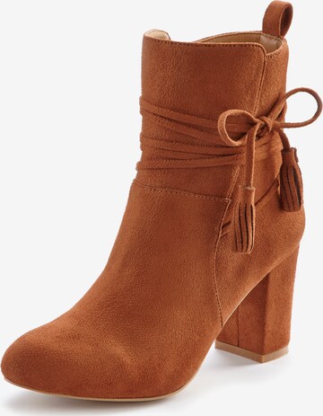 LASCANA Ankle Boots in Brown: front