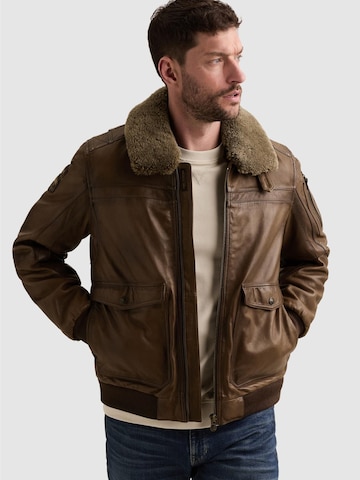 PME Legend Übergangsjacke 'A-2 Snowprop leather jacket'‌‌ in Braun: Vorderseite