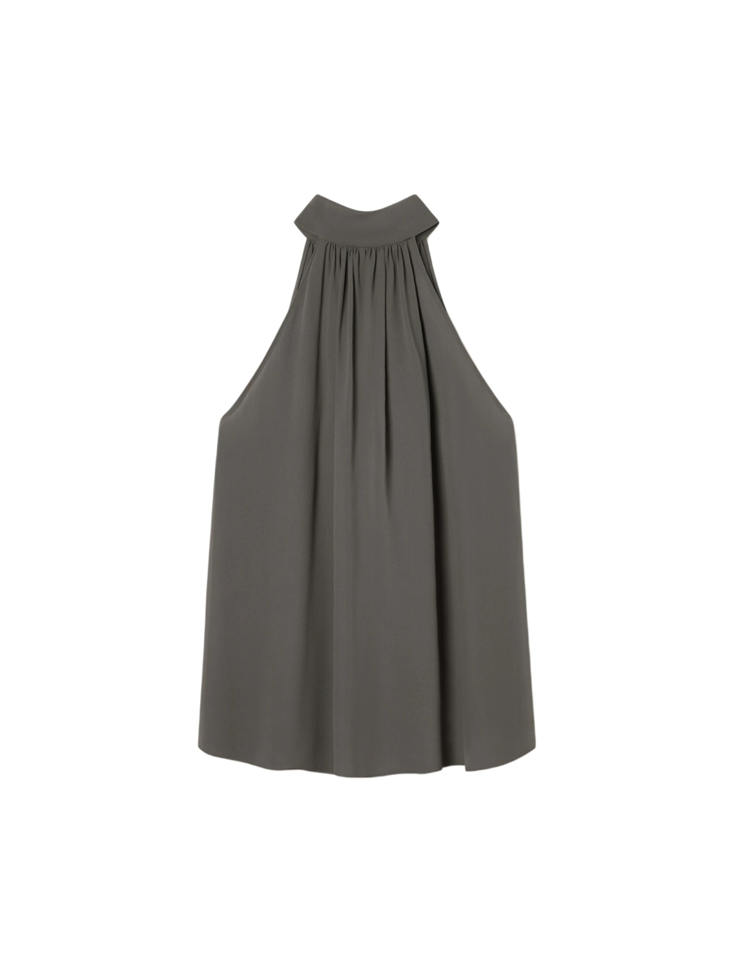 Lilysilk Blouse 'Verstellbare Georgette Bluse mit Schluppenkragen' in Grijs: voorkant