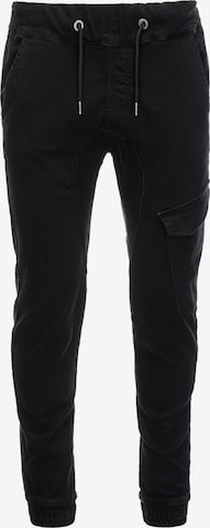 Ombre Tapered Cargojeans 'PADJ-0112' in Zwart: voorkant