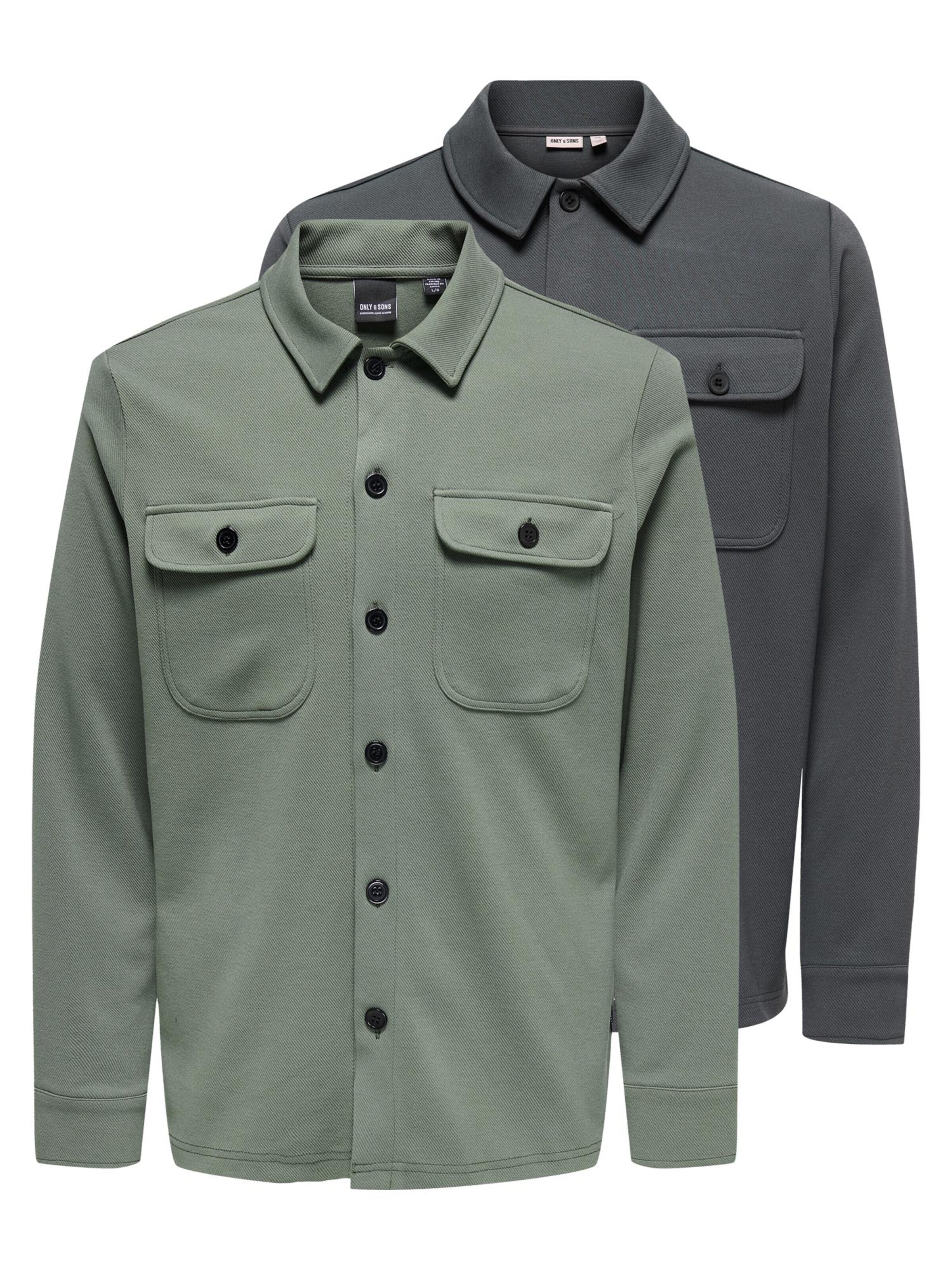 Only & Sons Button Up Shirt 'Newkodyl' in Grey: front