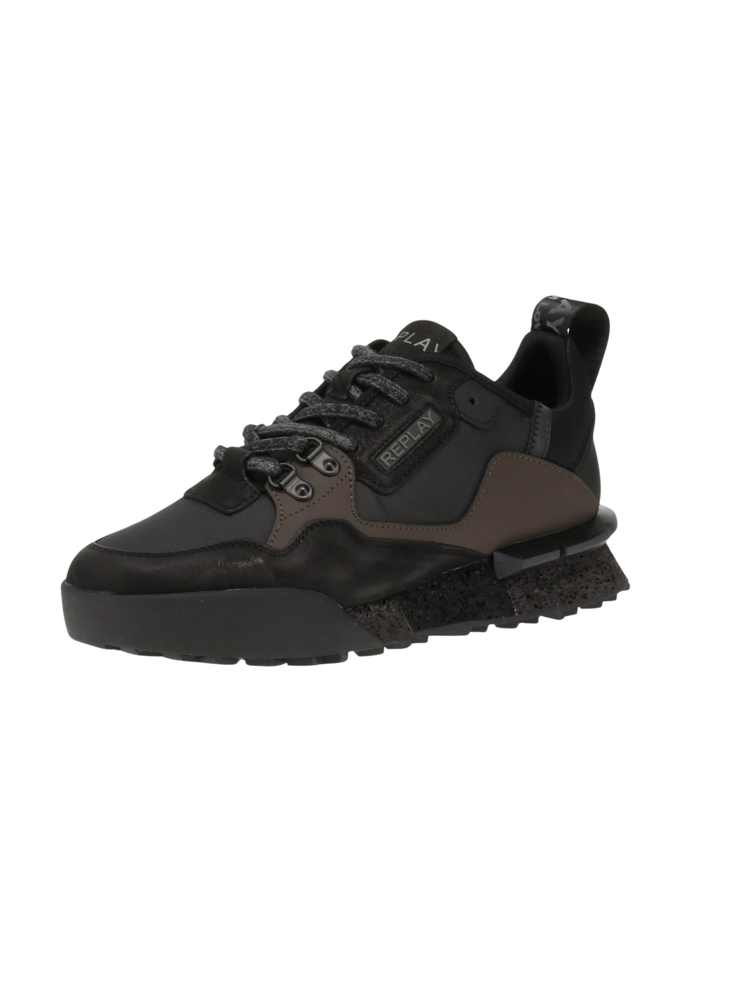 REPLAY Platform trainers in Black: front
