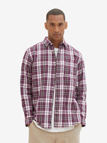 TOM TAILOR Regular fit Button Up Shirt in Red: front