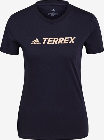 ADIDAS TERREX Skinny Fit Функционална тениска в синьо: отпред