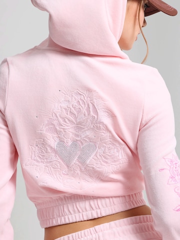 Ed Hardy Кофта на молнии 'Liebe und Dornen' в Ярко-розовый