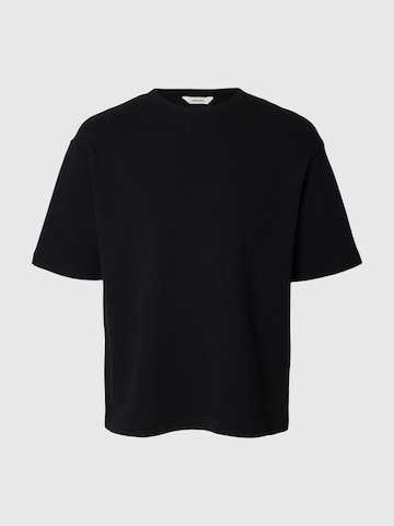 T-Shirt SELECTED en noir : devant