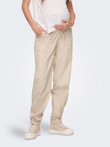 Effilé Pantalon Only Maternity en beige : devant