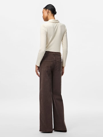 Wide Leg Jean 'SELMA' PIECES en marron