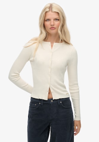 Superdry Gebreid vest in Wit: voorkant