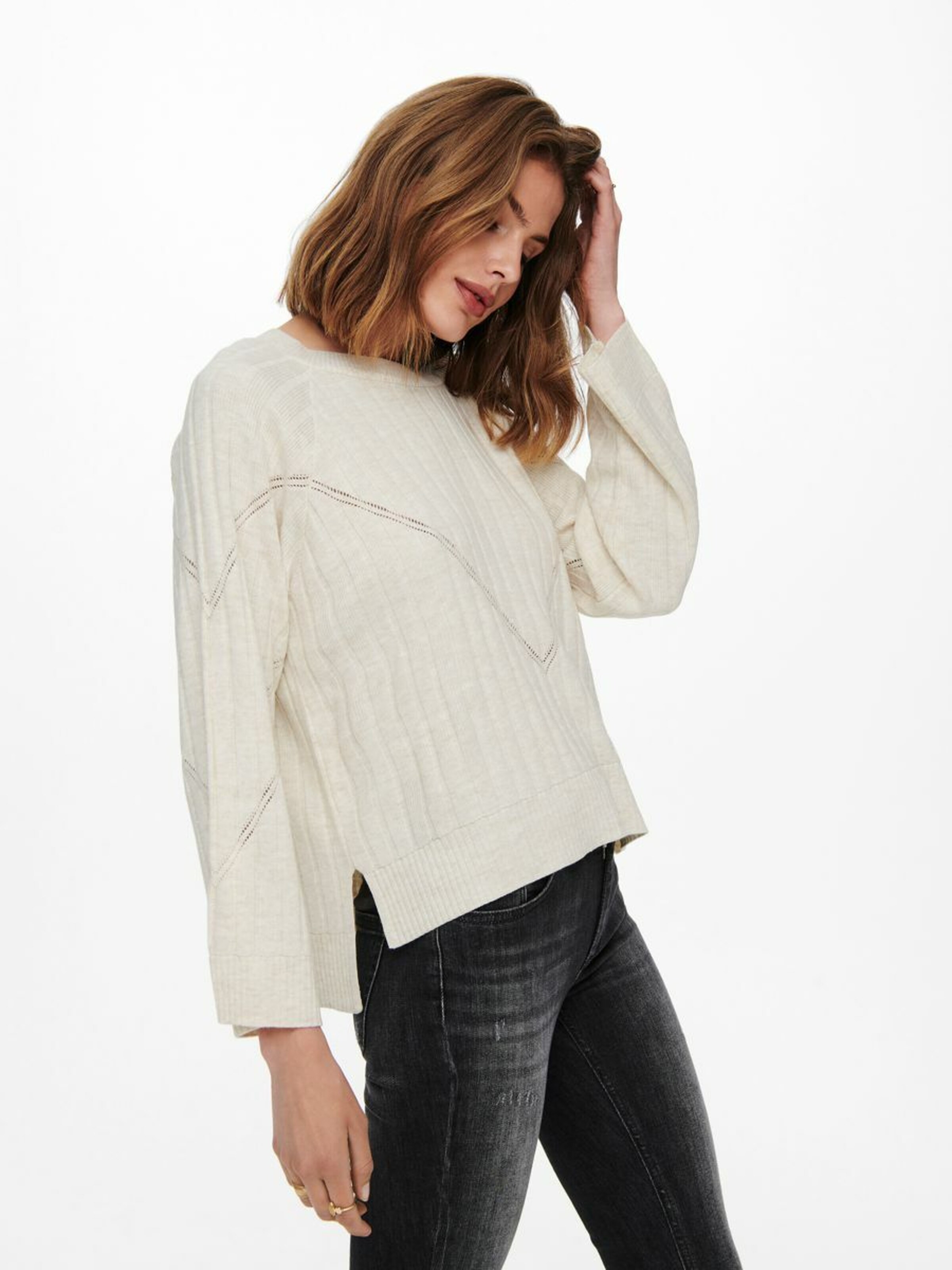 Frauen Pullover & Strick ONLY Strickpullover in Beige - JY39199 Frauen Pullover & Strick ONLY Strickpullover in Beige - JY39199