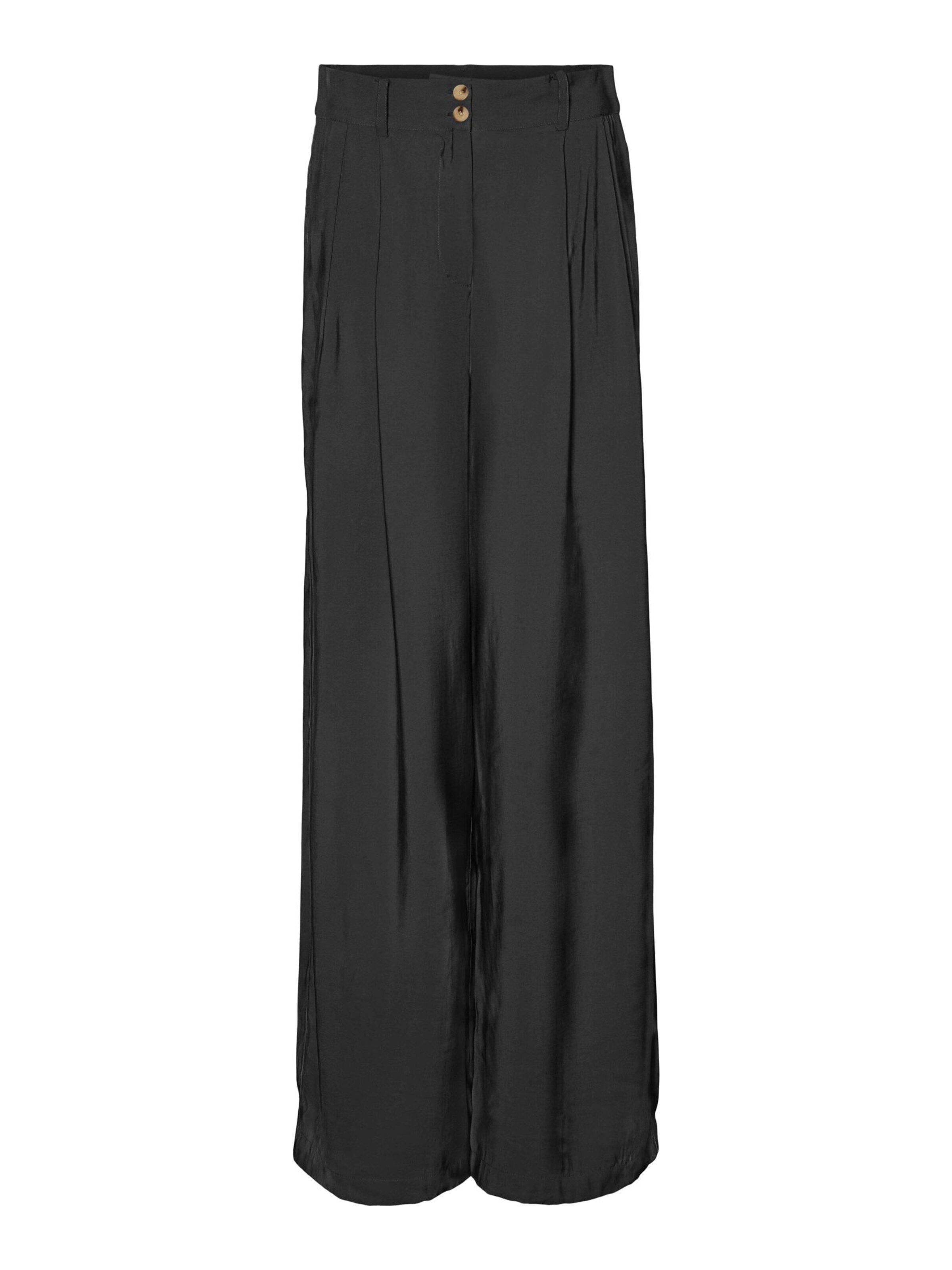 VERO MODA Wide leg Bandplooibroek 'Sally' in Zwart: voorkant