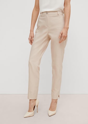 COMMA Tapered Pleated Pants in Beige: front