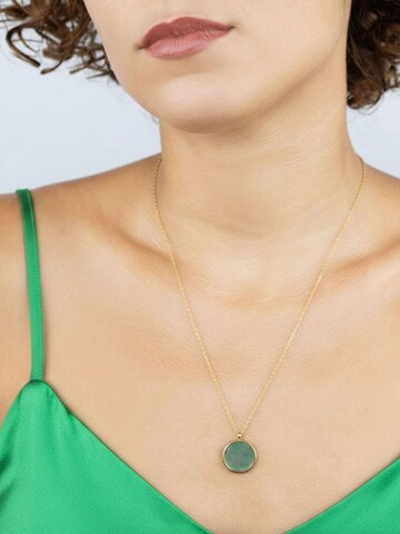 Sergio Engel Ketting 'Beach Kette 02 Vergoldete Edelstahlkette mit Natursteinanhänger' in Groen