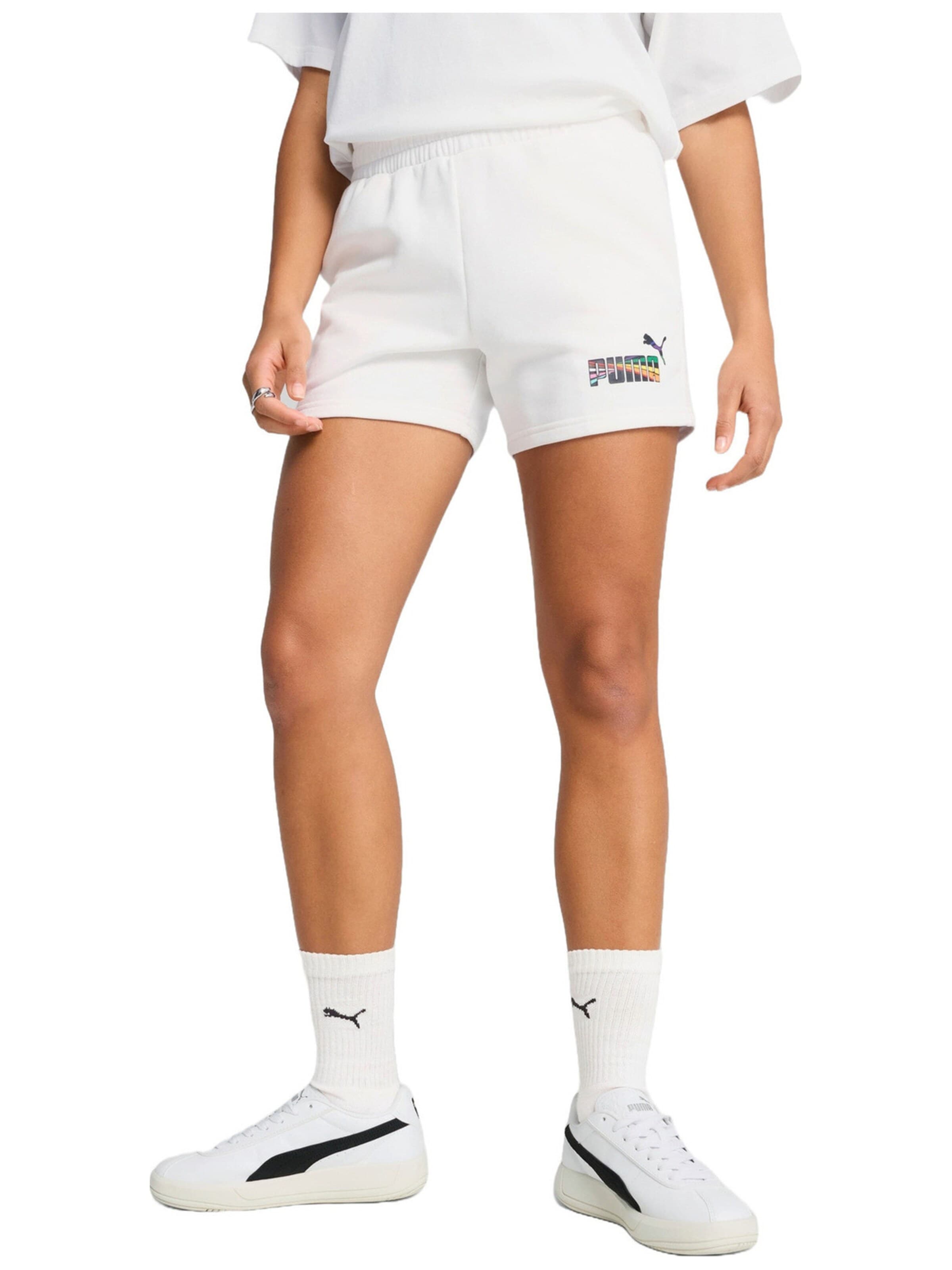 regular Pantaloni sportivi 'Puma Love United Mid-rise Shorts 4' di PUMA in bianco: frontale