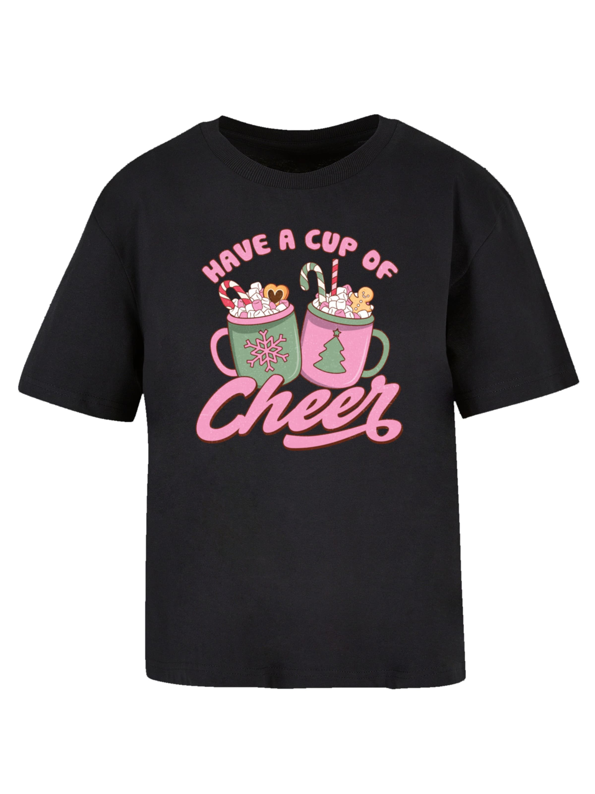 F4NT4STIC T-shirt 'Have a Cup of Cheer Christmas Holiday' en mélange de couleurs / noir, Vue avec produit
