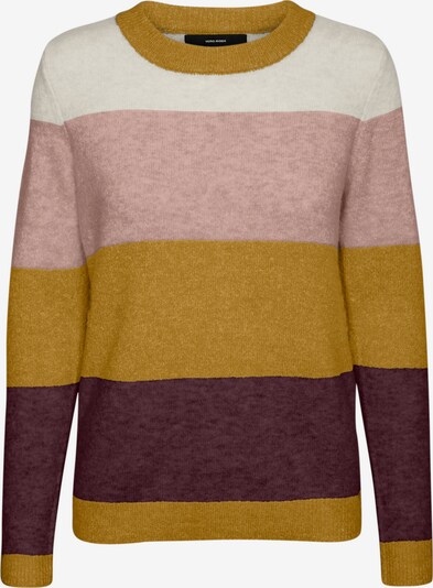 VERO MODA Pullover 'Plaza' in oliv / rosa / bordeaux / weiß, Produktansicht
