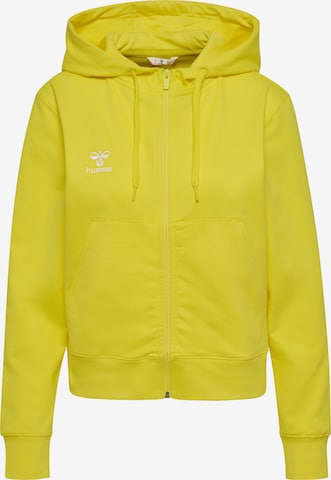 Hummel Athletic Zip-Up Hoodie 'GO 2.0' in Yellow: front