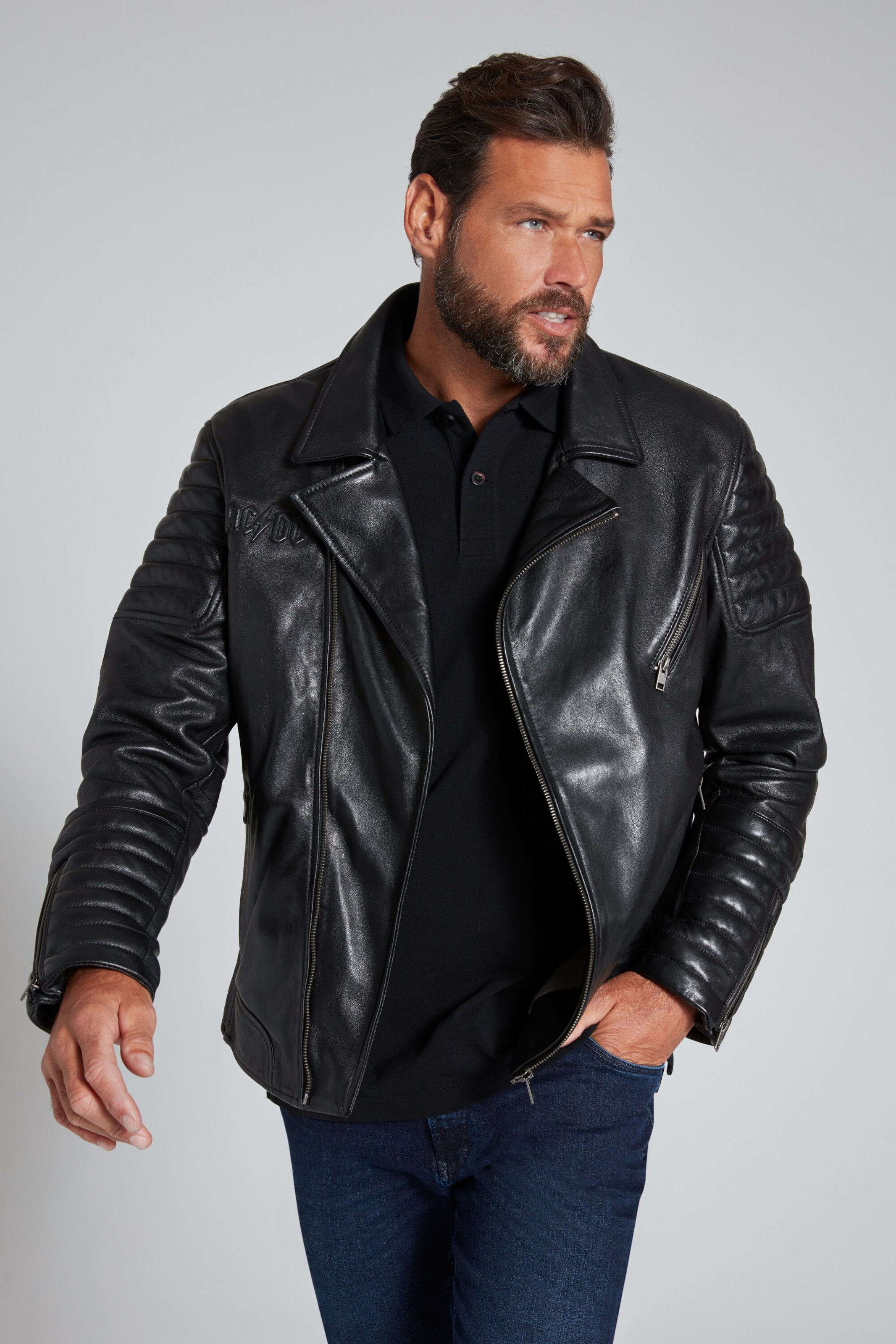Männer Große Größen JP1880 Lederjacke in Schwarz - LV85920 Männer Große Größen JP1880 Lederjacke in Schwarz - LV85920