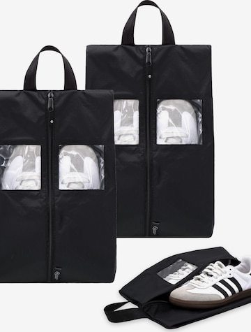 TRAVEL DUDE Matkakassi 'Schuhtaschen Set 2 Teilig aus recycelten Plastikflaschen, Schuhbeutel Organizer' värissä musta: etupuoli