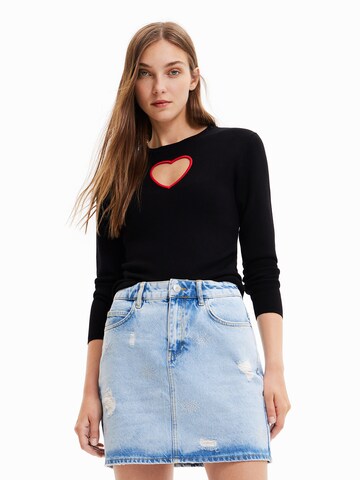 Desigual Sweater 'Cuore' in Black: front