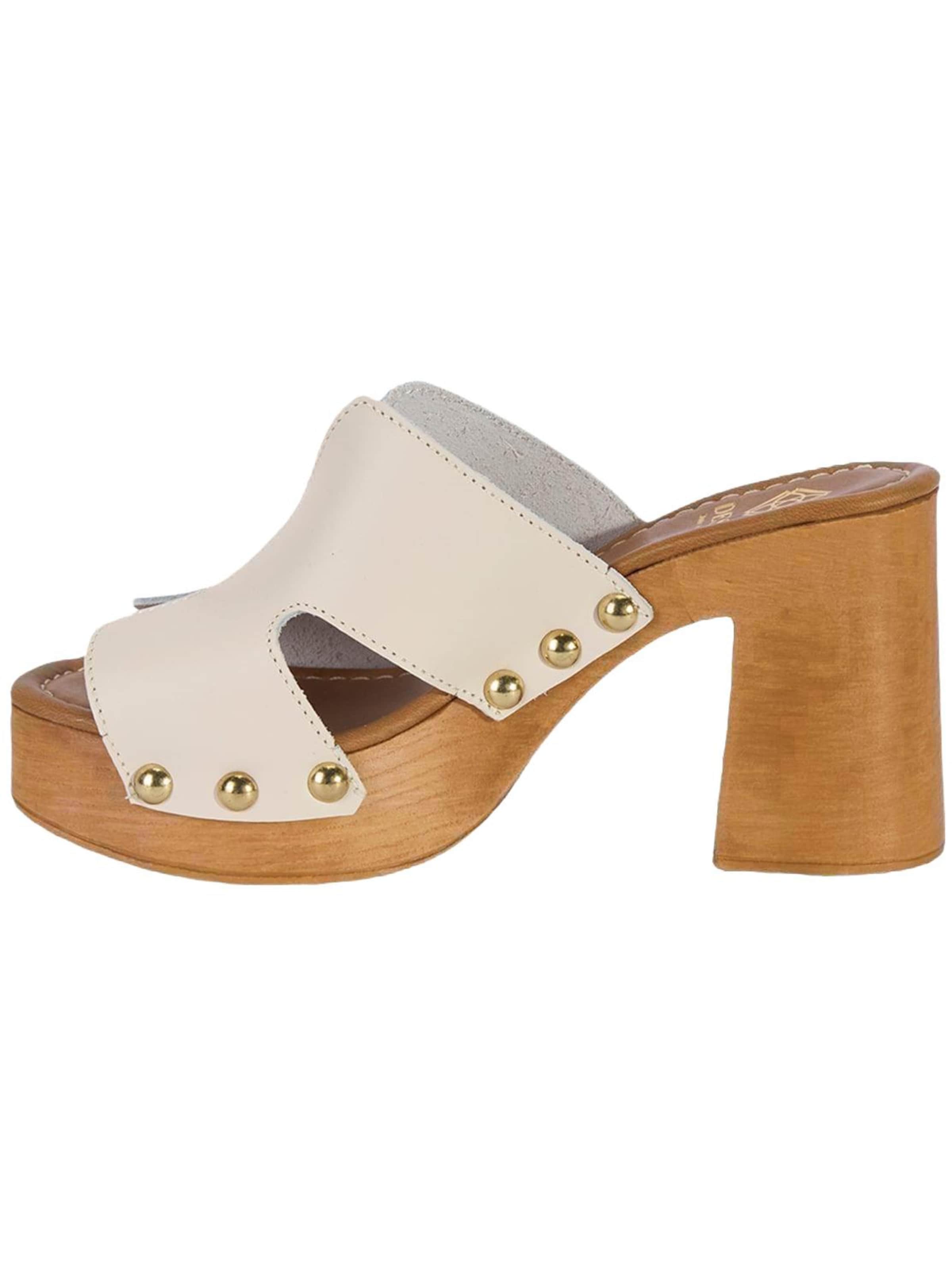 Desa - Zapatillas de casa 'DESA Damen-Plateausandalen aus Leder mit Nietendetail' en blanco