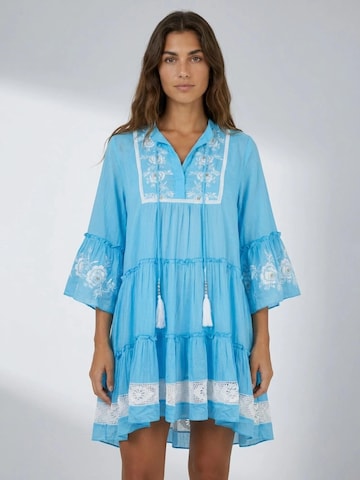 Miss June - Vestido 'Robe Courte Cecilia' em azul: frente
