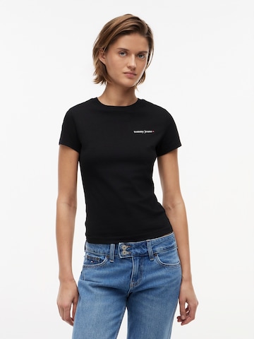 Tommy Jeans Shirts 'ESS' i sort: forside