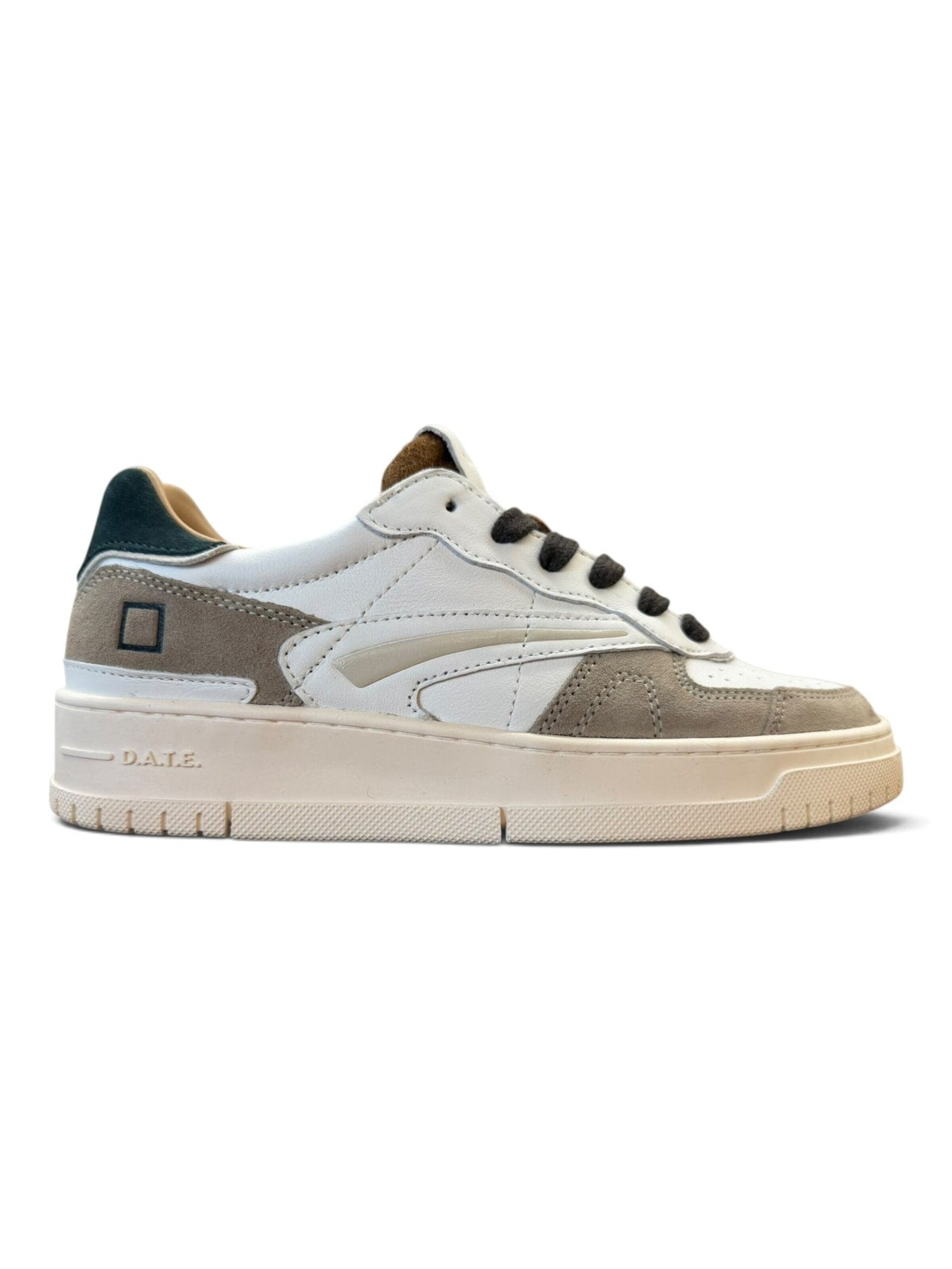 D.A.T.E Sneaker low 'TORNEO PURE CALF WHITE-GREEN'‌‌‌‌‌‌ in Weiß: Vorderseite