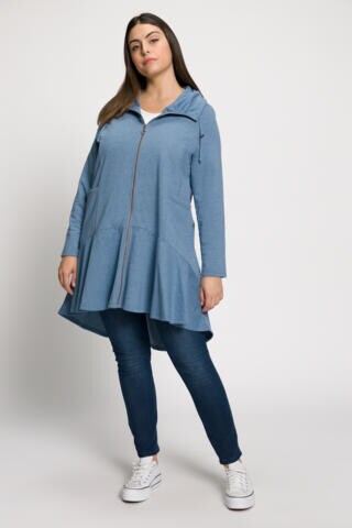 Ulla Popken Sweatvest in Blauw: voorkant