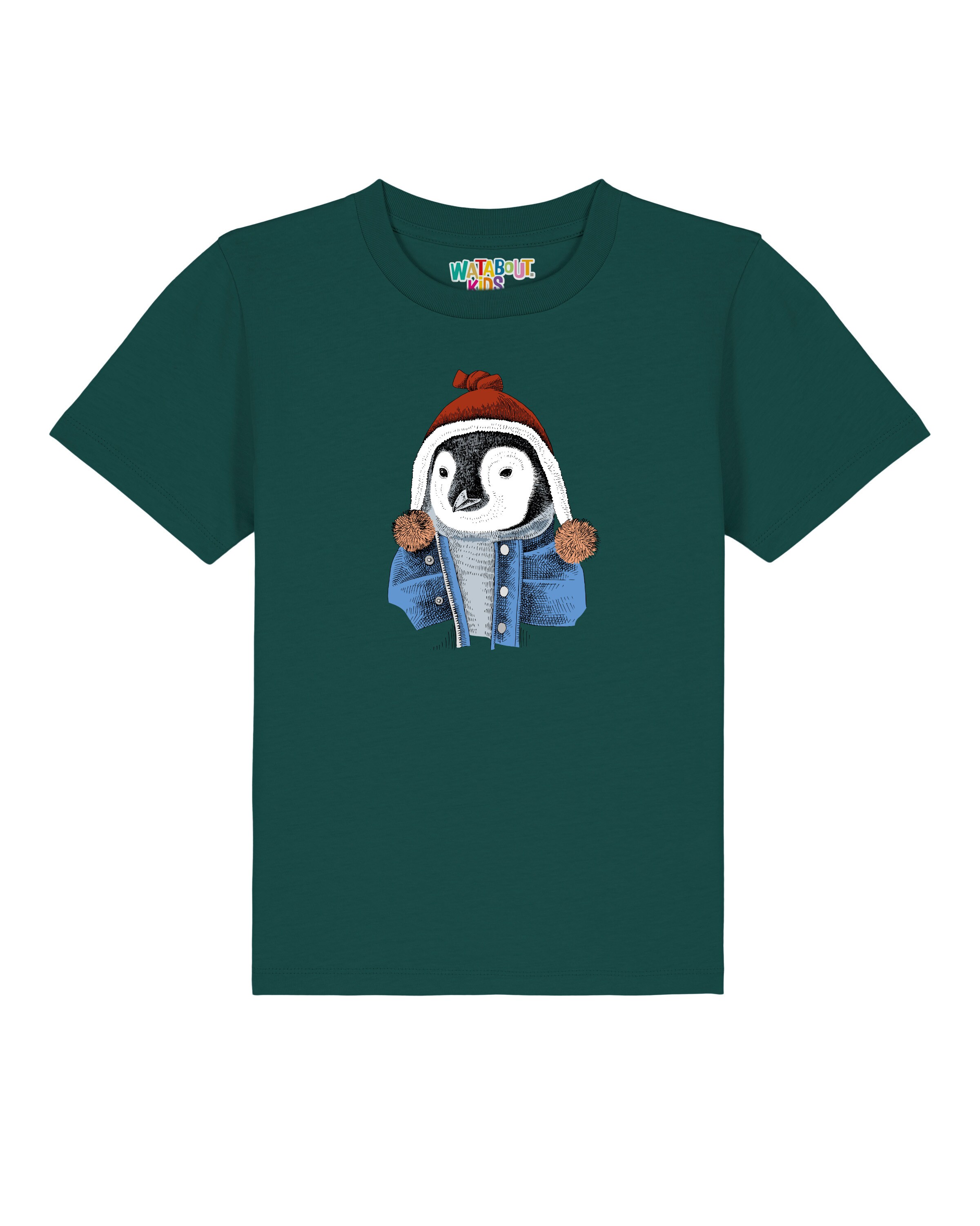 Maglietta 'Pinguin' di watabout.kids in verde: frontale