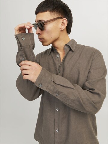 JACK & JONES Regular fit Overhemd 'Lawrence' in Bruin