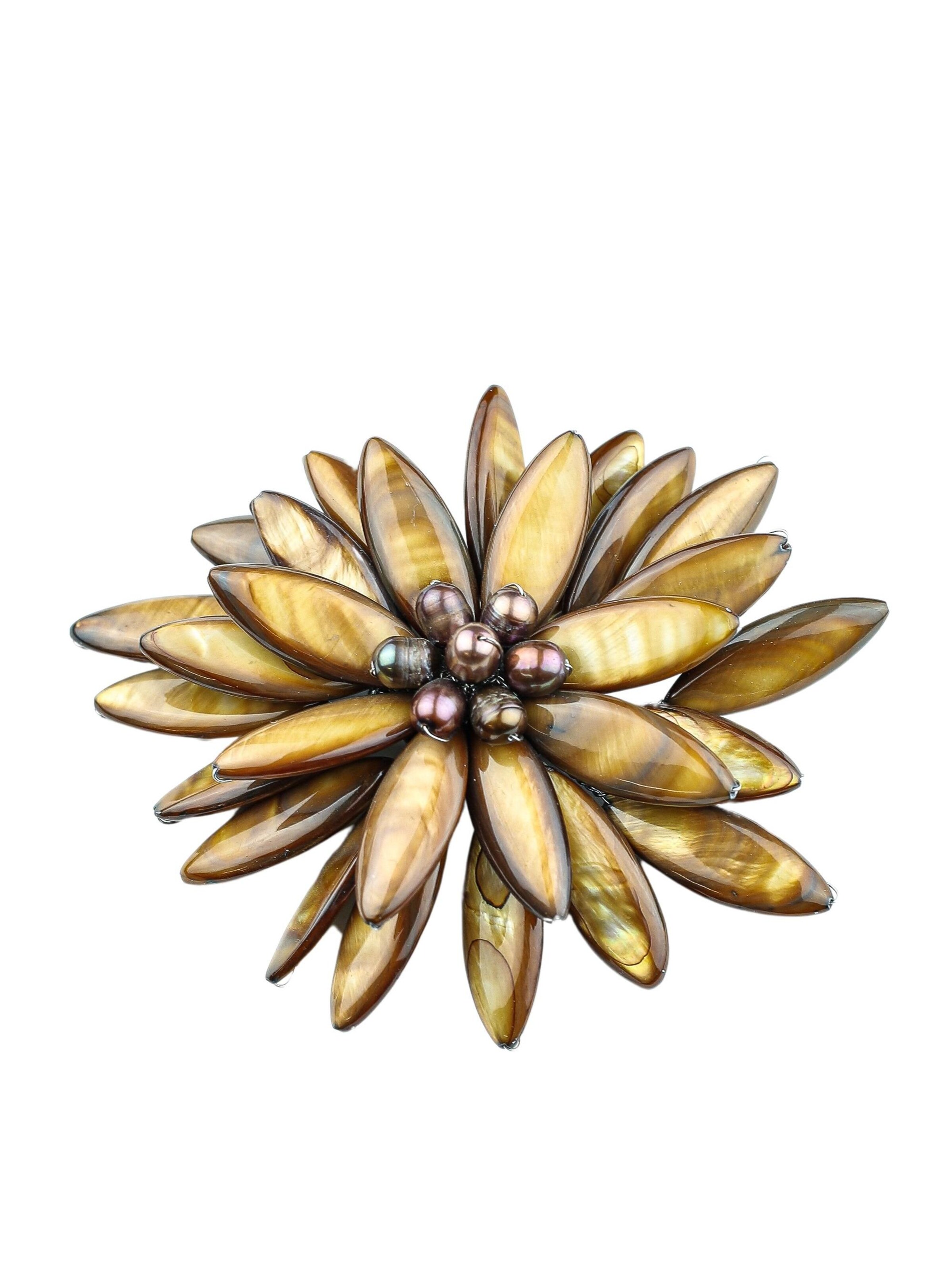 COLLEZIONE ALESSANDRO Brooch 'Fiore' in Brown: front