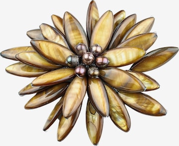 COLLEZIONE ALESSANDRO Brooch 'Fiore' in Brown: front
